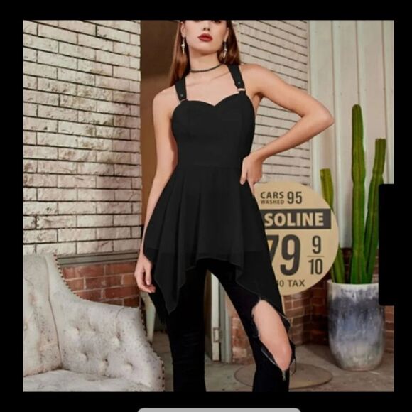 Sweetheart Neck Patchwork Irregular Hem Top Dress Large new - Picture 1 of 16